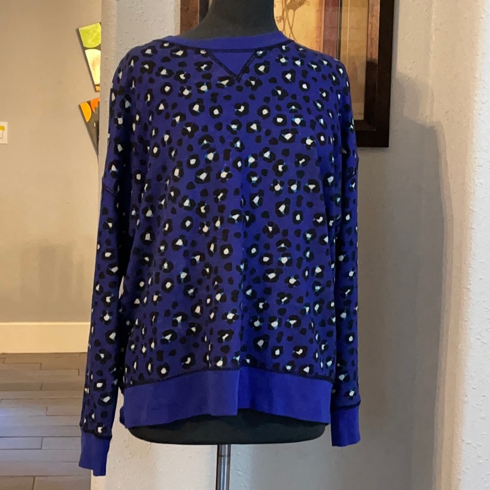 Kate Spade Blue Cheetah Sweatshirt Large